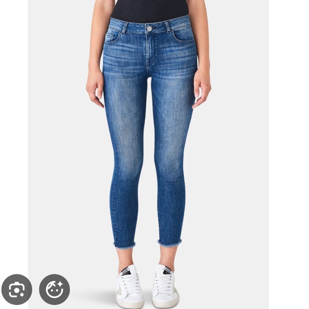 DL1961 Women's Florence mid rise crop instasculpt Dark Indigo Skinny Jeans 6
